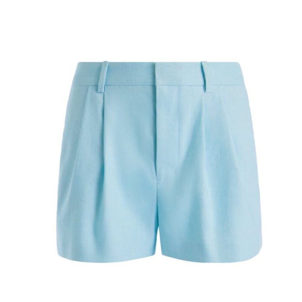 NWT Alice + Olivia Conry Linen Pleated Short In Spring Sky - Picture 2 of 6